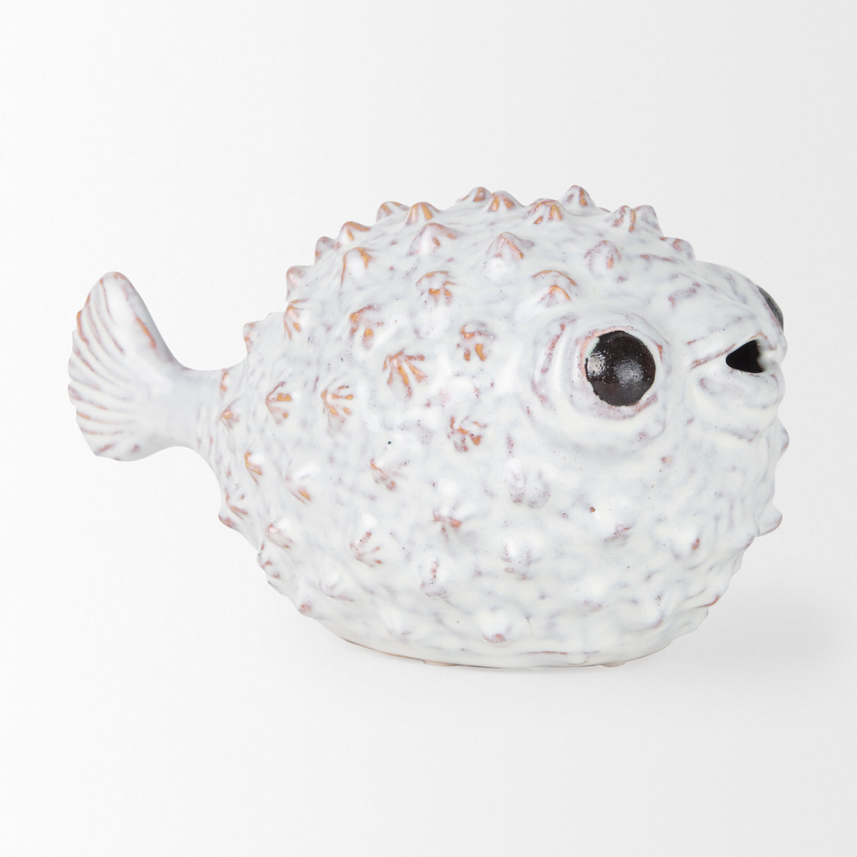 Spike II (Large) 10L x 6W Off-White Ceramic Puffer Fish from Mercana - Luna Furniture