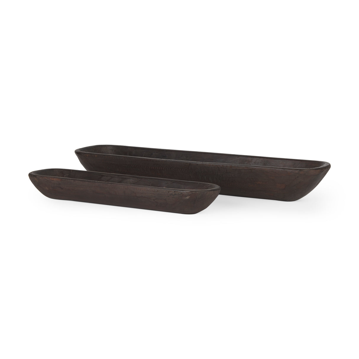 Athena Set of 2 Extra Large Black-Brown Reclaimed Wood Trays from Mercana - Luna Furniture