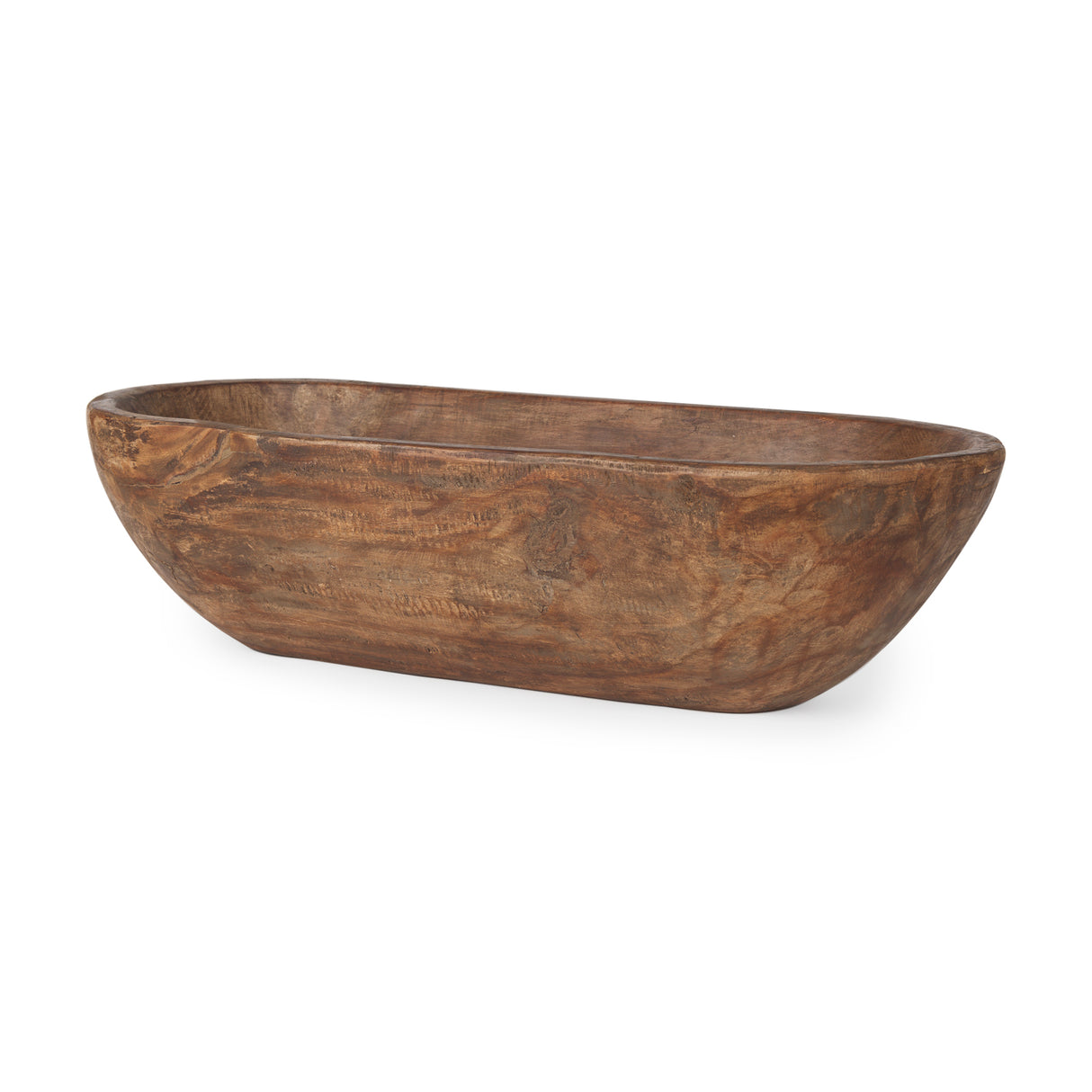 Athena Extra Large Oblong Medium Brown Reclaimed Wood Bowl from Mercana - Luna Furniture
