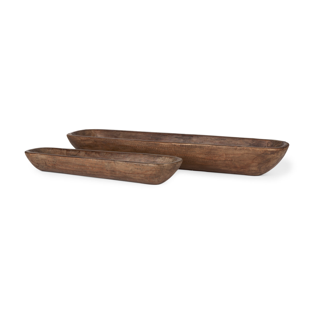Athena Set of 2 Extra Large Medium Brown Reclaimed Wood Trays from Mercana - Luna Furniture