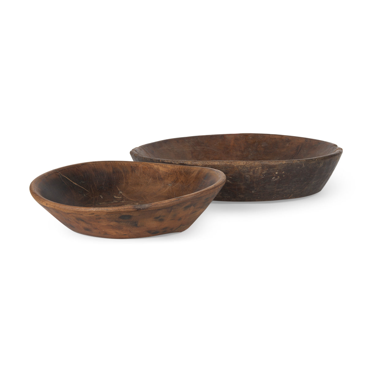Nikita Set of 2 Large Medium Brown Reclaimed Wood Bowls from Mercana - Luna Furniture