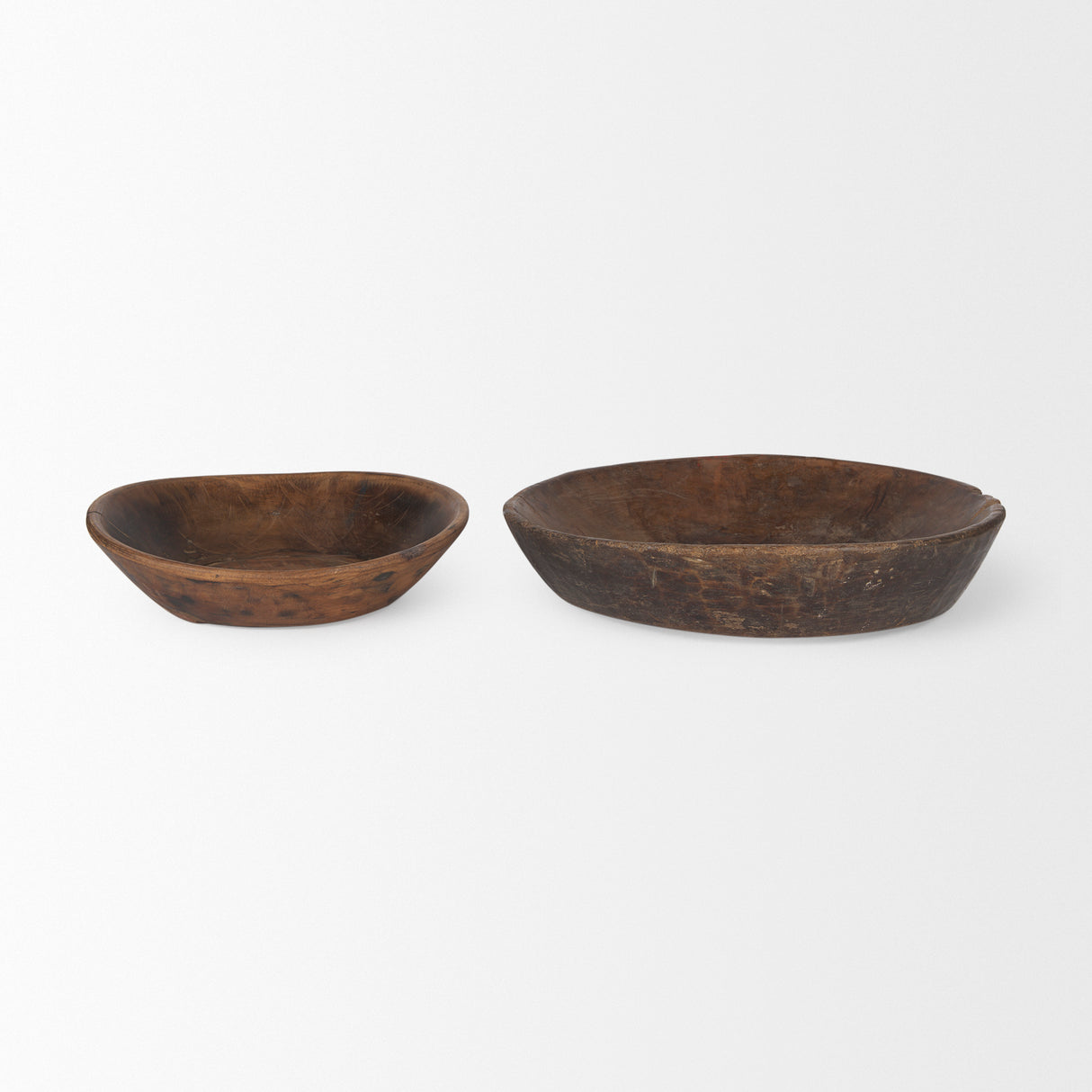 Nikita Set of 2 Large Medium Brown Reclaimed Wood Bowls from Mercana - Luna Furniture