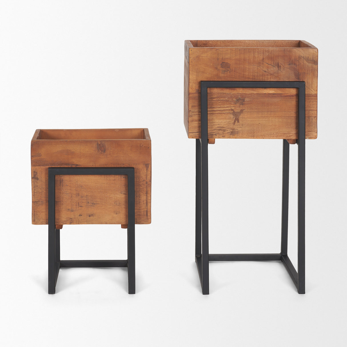 Jadine Set of 2 Medium Brown Wood w/ Black Metal Rectangle Frames from Mercana - Luna Furniture
