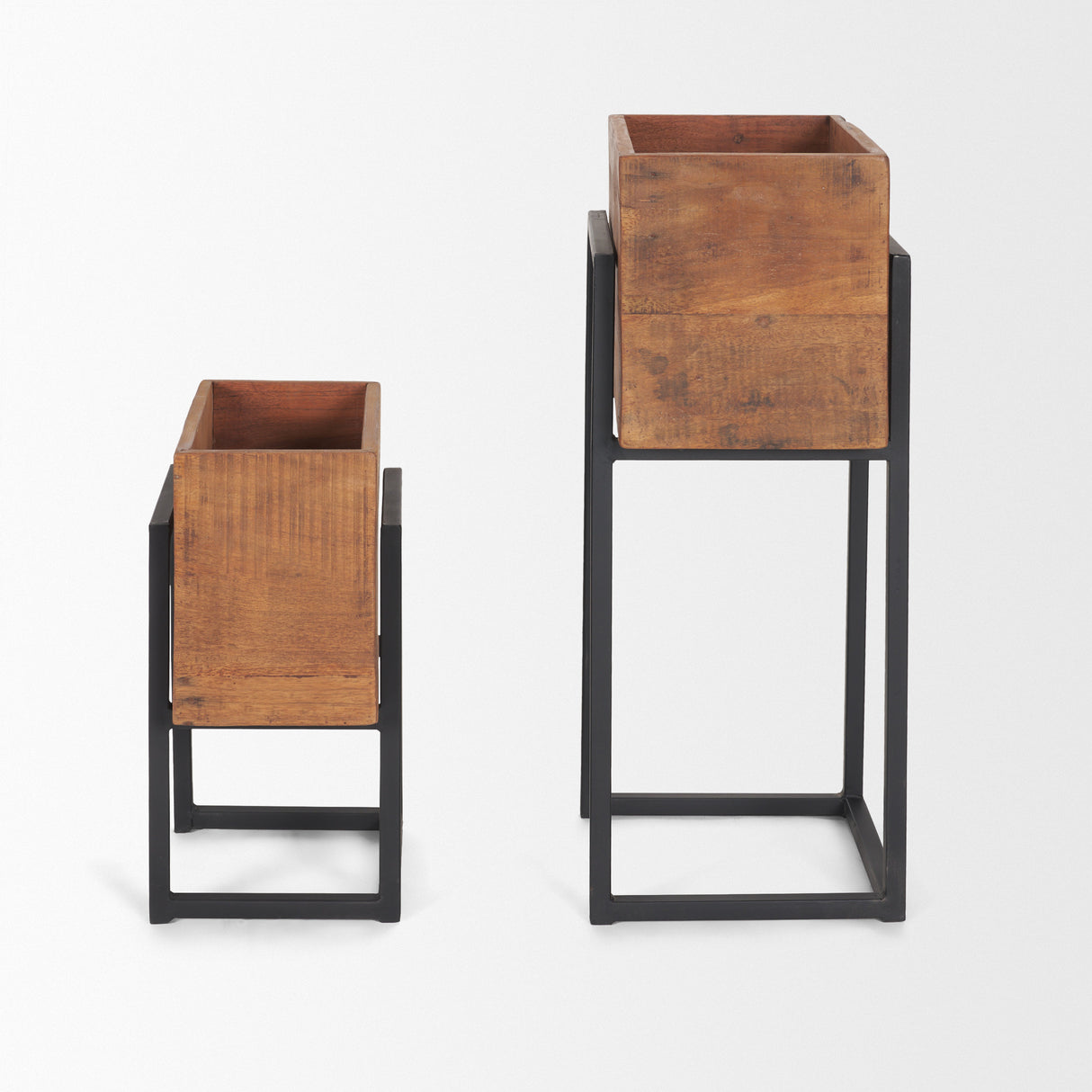 Jadine Set of 2 Medium Brown Wood w/ Black Metal Rectangle Frames from Mercana - Luna Furniture