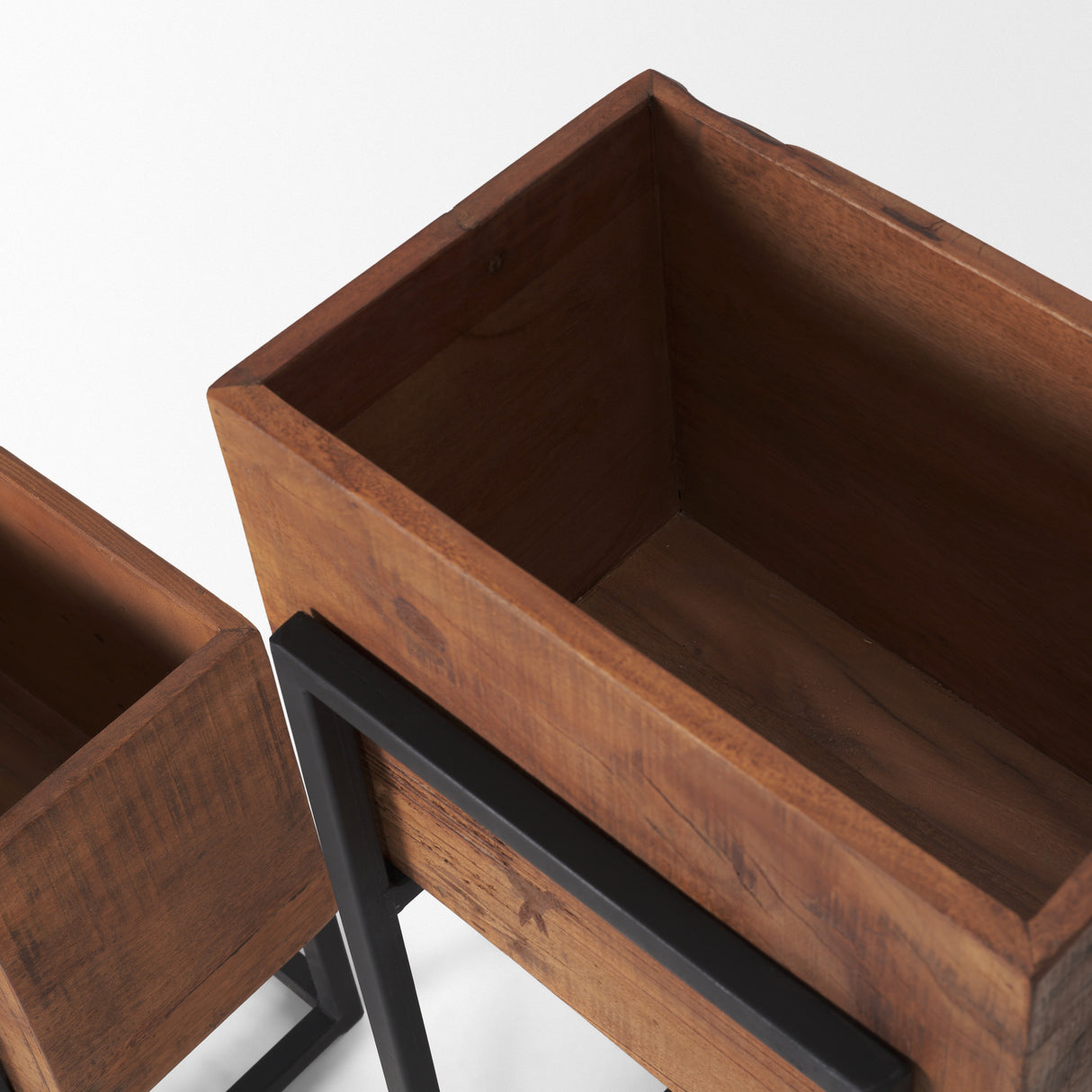 Jadine Set of 2 Medium Brown Wood w/ Black Metal Rectangle Frames from Mercana - Luna Furniture