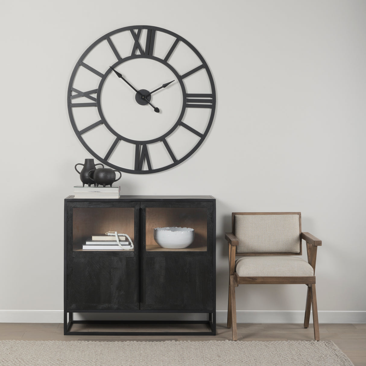 Sloan 40.0W Black Wood W/Black Metal Frame Accent Cabinet from Mercana - Luna Furniture