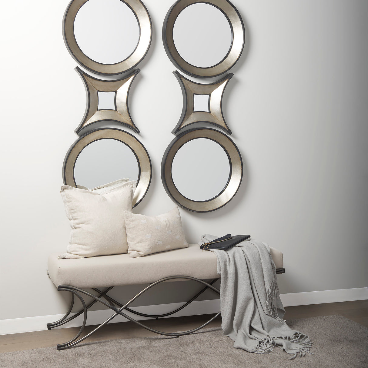 Ovallas 22" Round Champagne Wood Frame Mirror from Mercana - Luna Furniture
