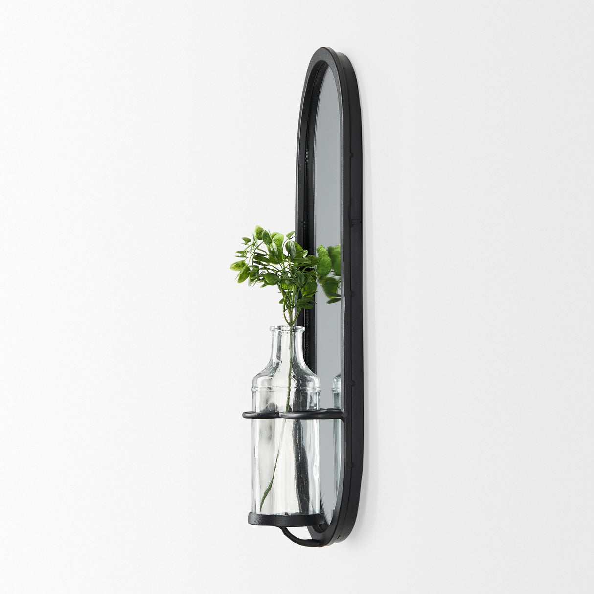 Katherine Wall Mounted Mirror w Glass Bottle for Botanicals or Floral from Mercana - Luna Furniture
