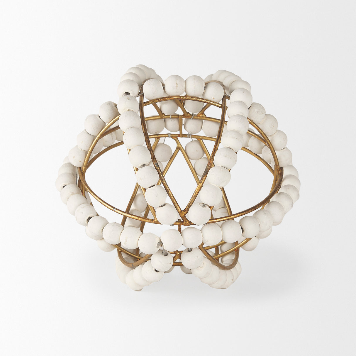 Espanlade I Small 9L x 9W White Wooden Beaded Orb from Mercana - Luna Furniture