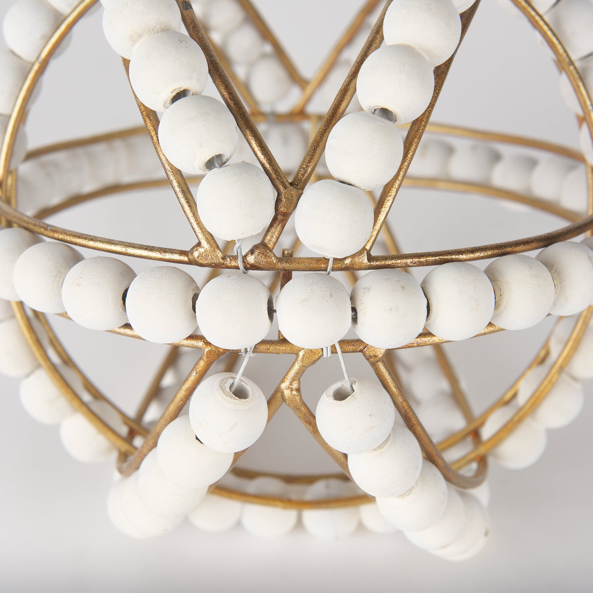 Espanlade I Small 9L x 9W White Wooden Beaded Orb from Mercana - Luna Furniture
