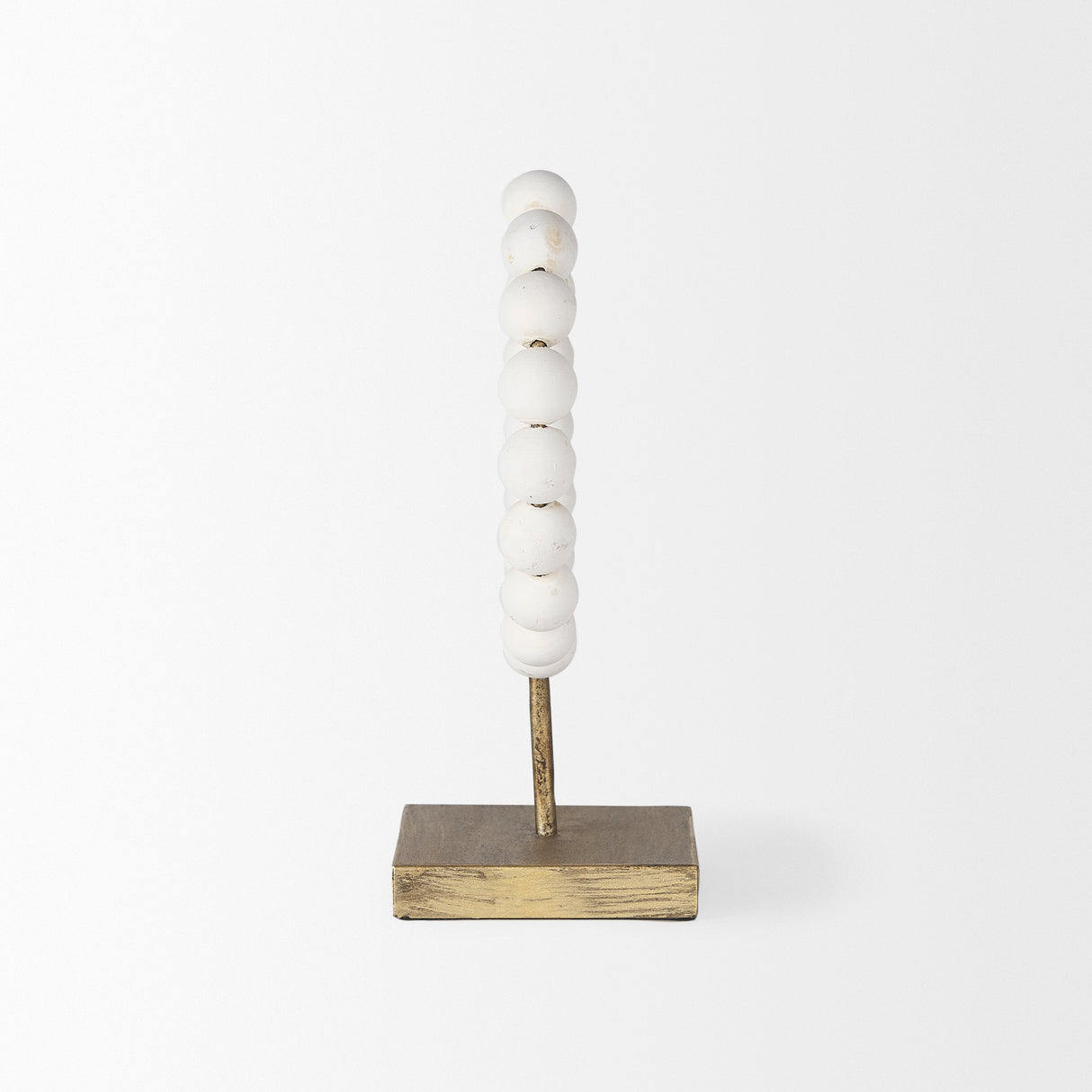 Pontchartrain I (Small) 9L x 5W White Beaded Broken Sphere Decorative Object W/ Gold Base from Mercana - Luna Furniture