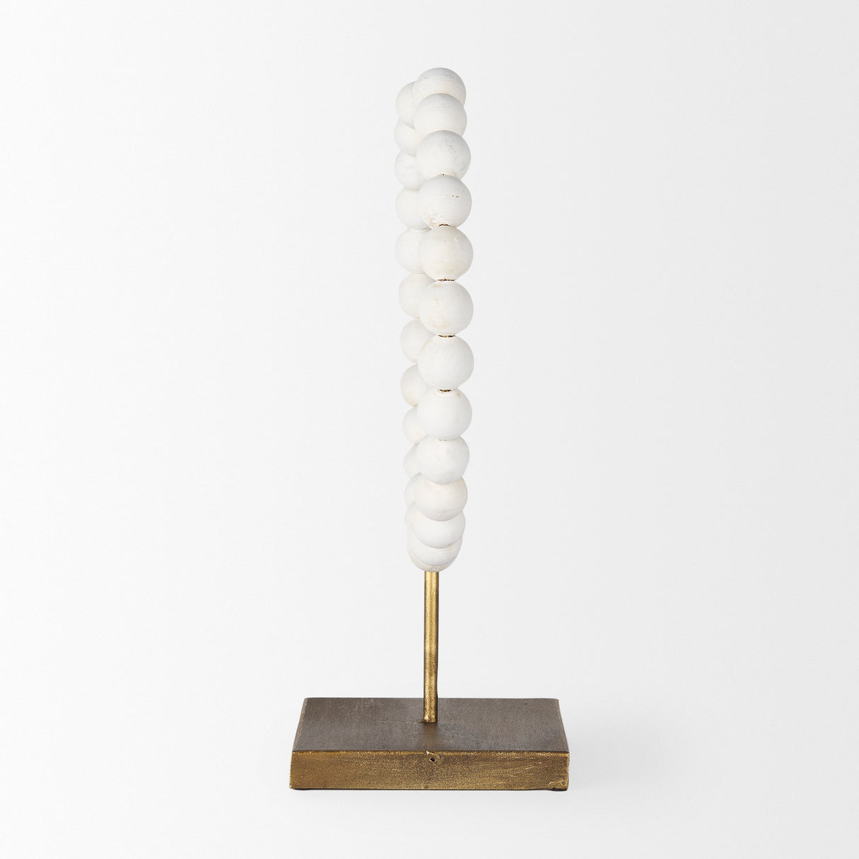Pontchartrain II (Large) 11L x 6W White Beaded Broken Sphere Decorative Object W/ Gold Base from Mercana - Luna Furniture