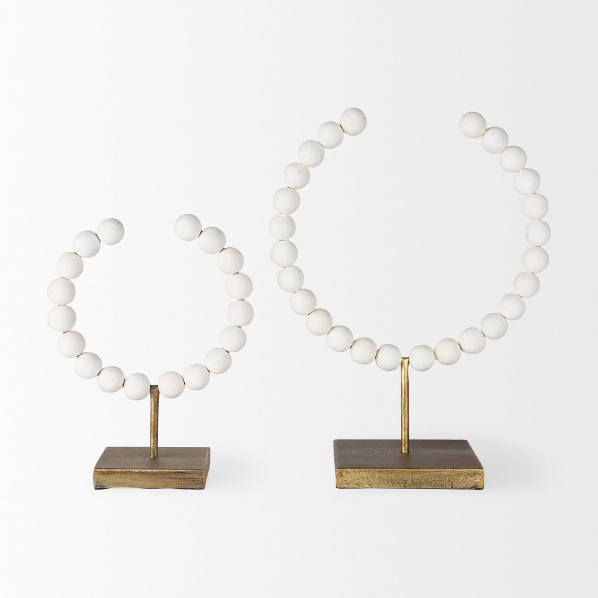 Pontchartrain II (Large) 11L x 6W White Beaded Broken Sphere Decorative Object W/ Gold Base from Mercana - Luna Furniture