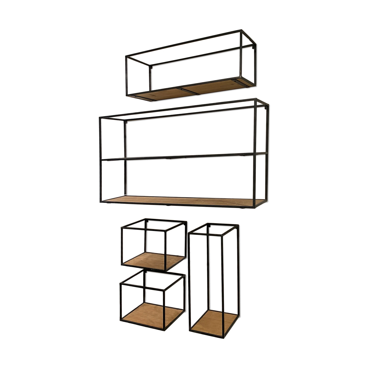 Riaz Set of 5 Wood & Metal Shelves from Mercana - Luna Furniture