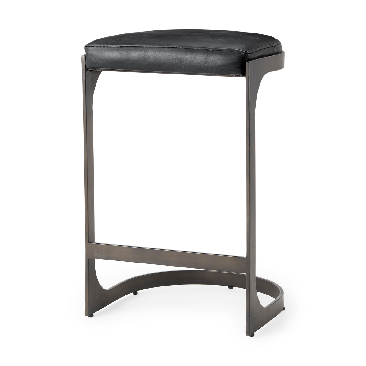 Tyson 17L x 18W x 28H Black Leather W/ Metal Frame Counter Stool from Mercana - Luna Furniture