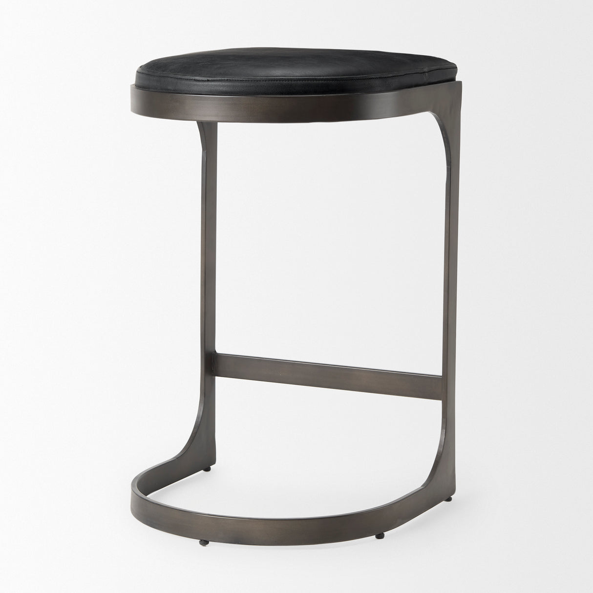Tyson 17L x 18W x 28H Black Leather W/ Metal Frame Counter Stool from Mercana - Luna Furniture