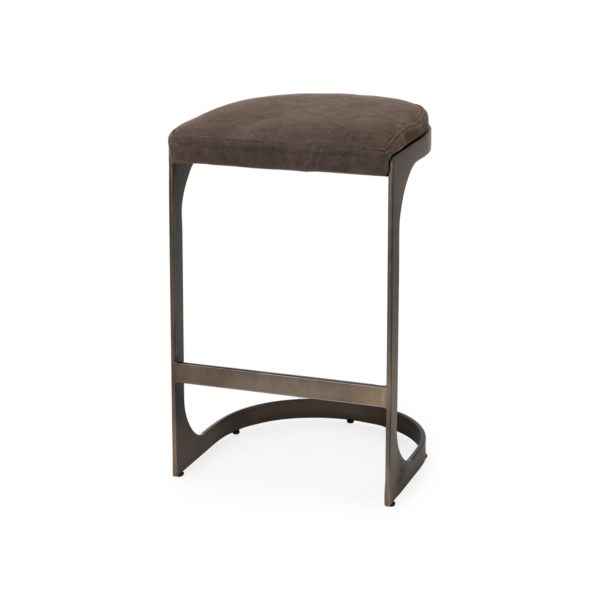 Tyson 17L x 18W x 28H Brown/Gray Suede W/ Metal Frame Counter Stool from Mercana - Luna Furniture