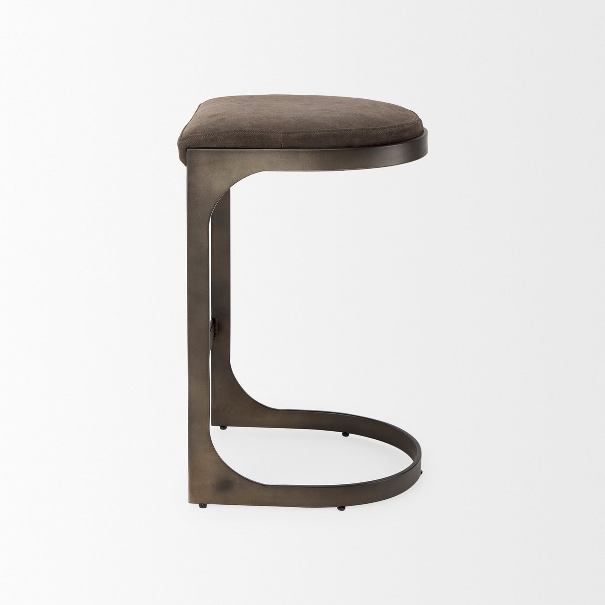 Tyson 17L x 18W x 28H Brown/Gray Suede W/ Metal Frame Counter Stool from Mercana - Luna Furniture
