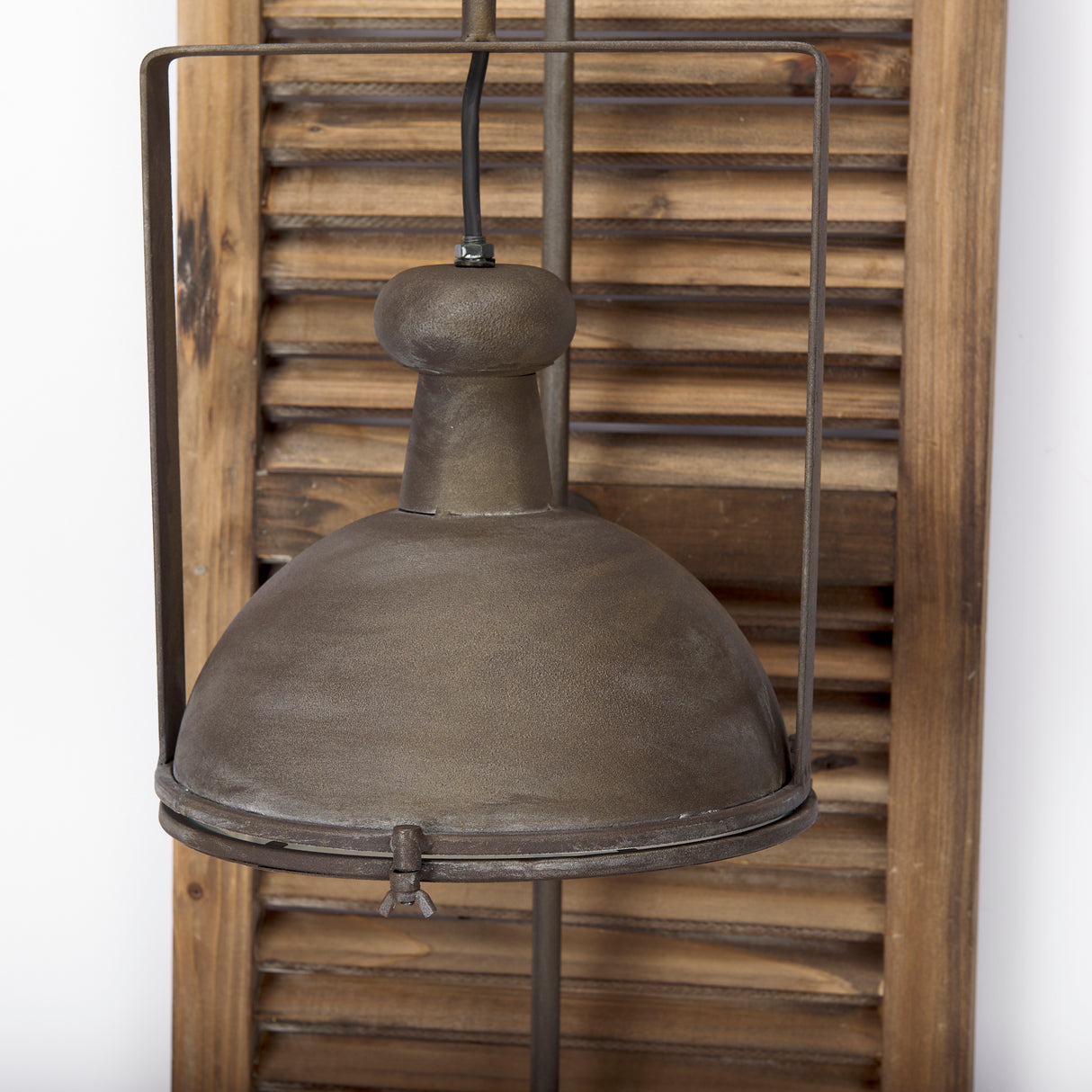 Tiposo 15x53 Brown Wood Slated Body Copper Metal Light Wall Sconce from Mercana - Luna Furniture