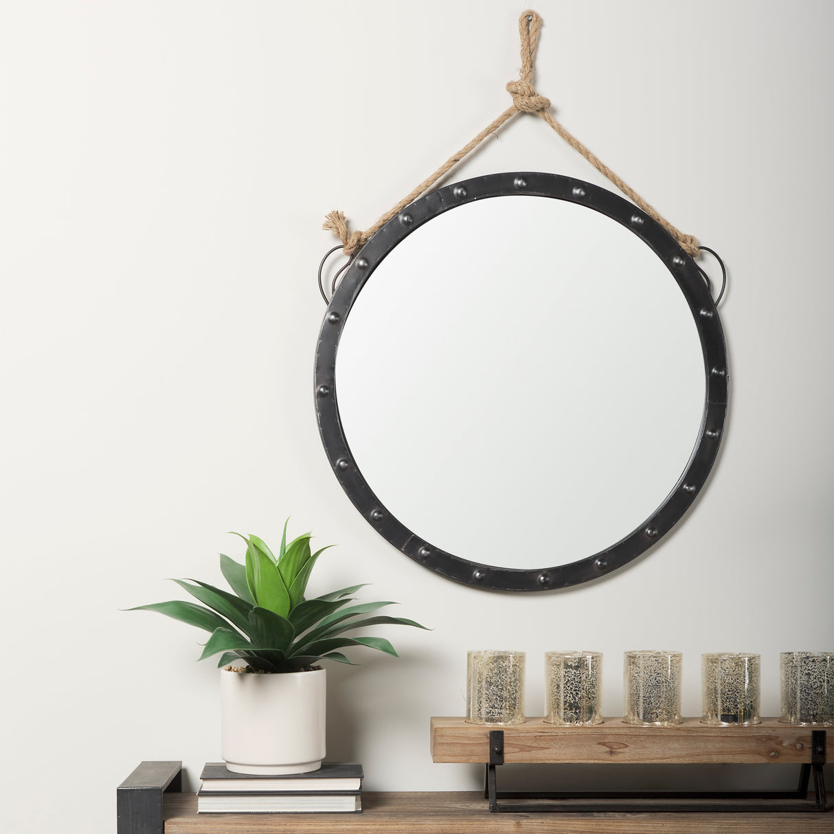 Pendula 27L x 27H Round Metal Frame Mirror from Mercana - Luna Furniture