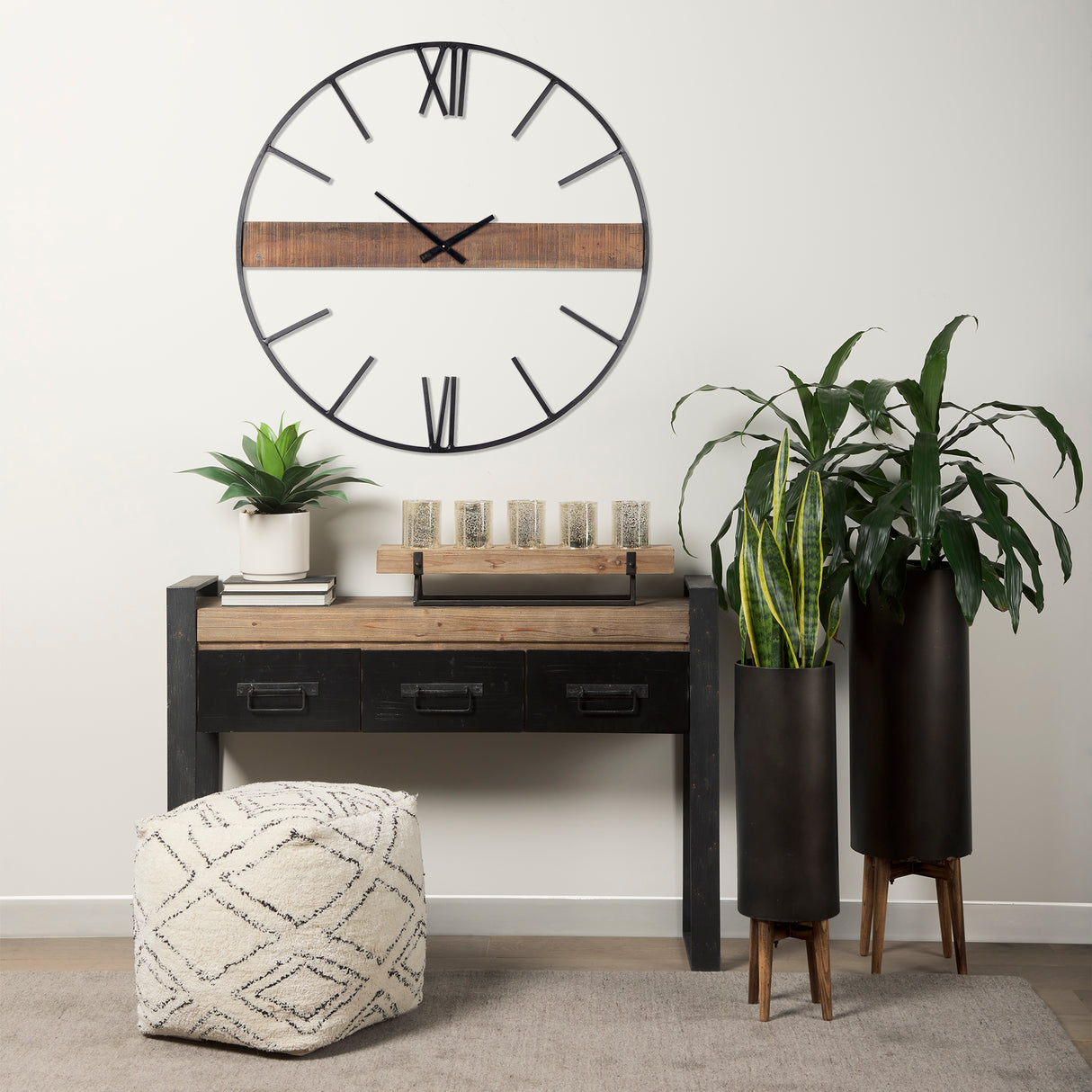 Benk Wood and Black Metal Five Cup Candle Holder from Mercana - Luna Furniture