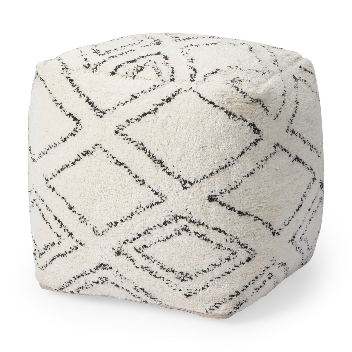 Tapir Beige Cotton Argyle Pattern Square Pouf from Mercana - Luna Furniture