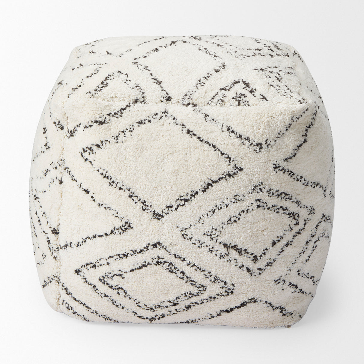 Tapir Beige Cotton Argyle Pattern Square Pouf from Mercana - Luna Furniture