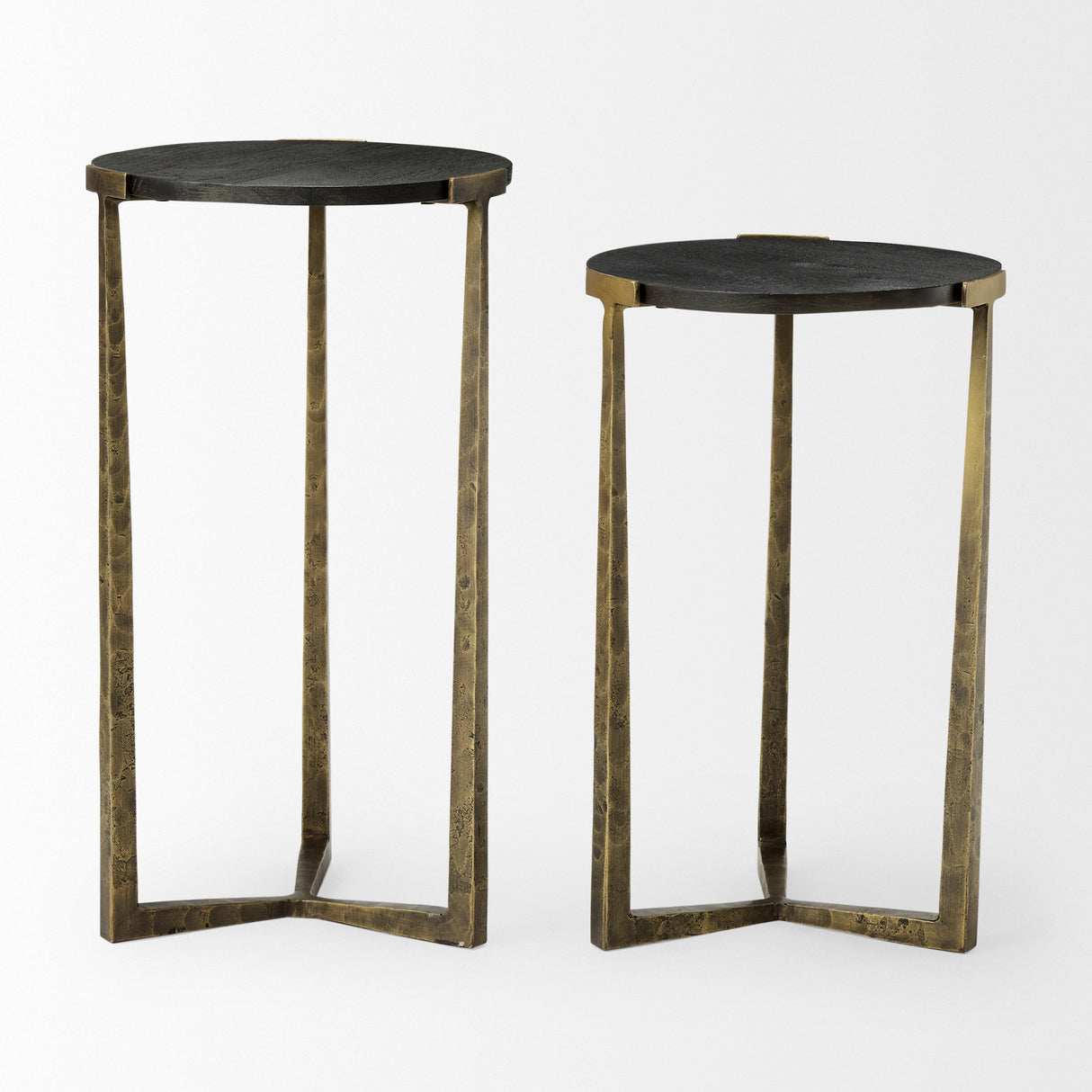 Atticus Black Wood and Antiqued Gold Metal Nesting Accent Tables (Set of 2) from Mercana - Luna Furniture
