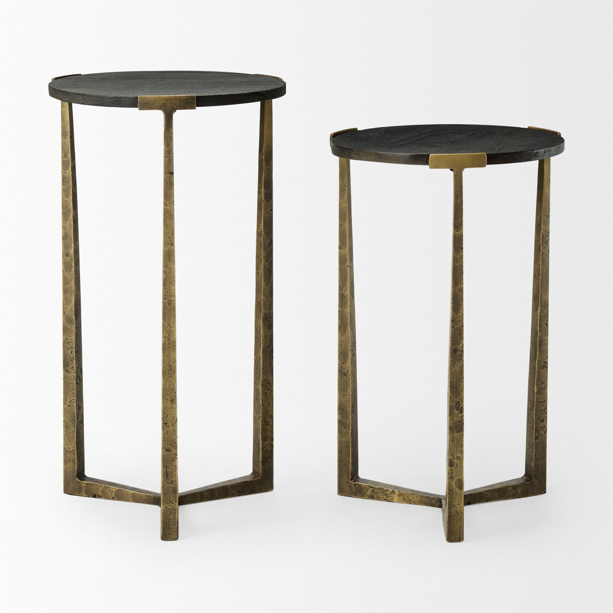 Atticus Black Wood and Antiqued Gold Metal Nesting Accent Tables (Set of 2) from Mercana - Luna Furniture