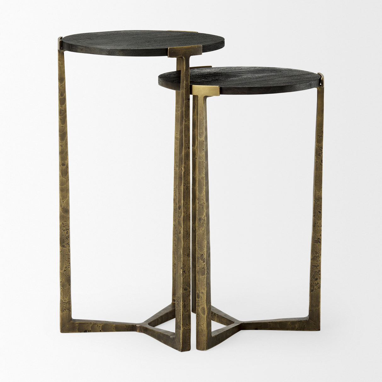 Atticus Black Wood and Antiqued Gold Metal Nesting Accent Tables (Set of 2) from Mercana - Luna Furniture