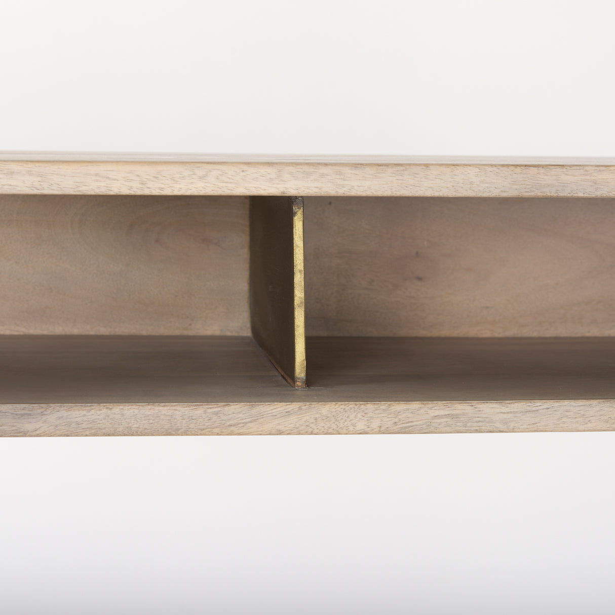 Cordell 42.0L x 25.0W x 78.0H Light Brown Wood W/Gold Metal Office Desk from Mercana - Luna Furniture