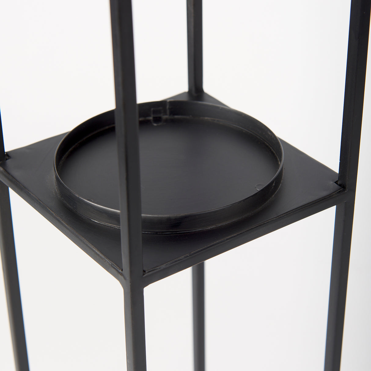 Cindy Set of 2 Matte Black Metal and Hurricane Glass Pillar Tabletop Candle Holders from Mercana - Luna Furniture
