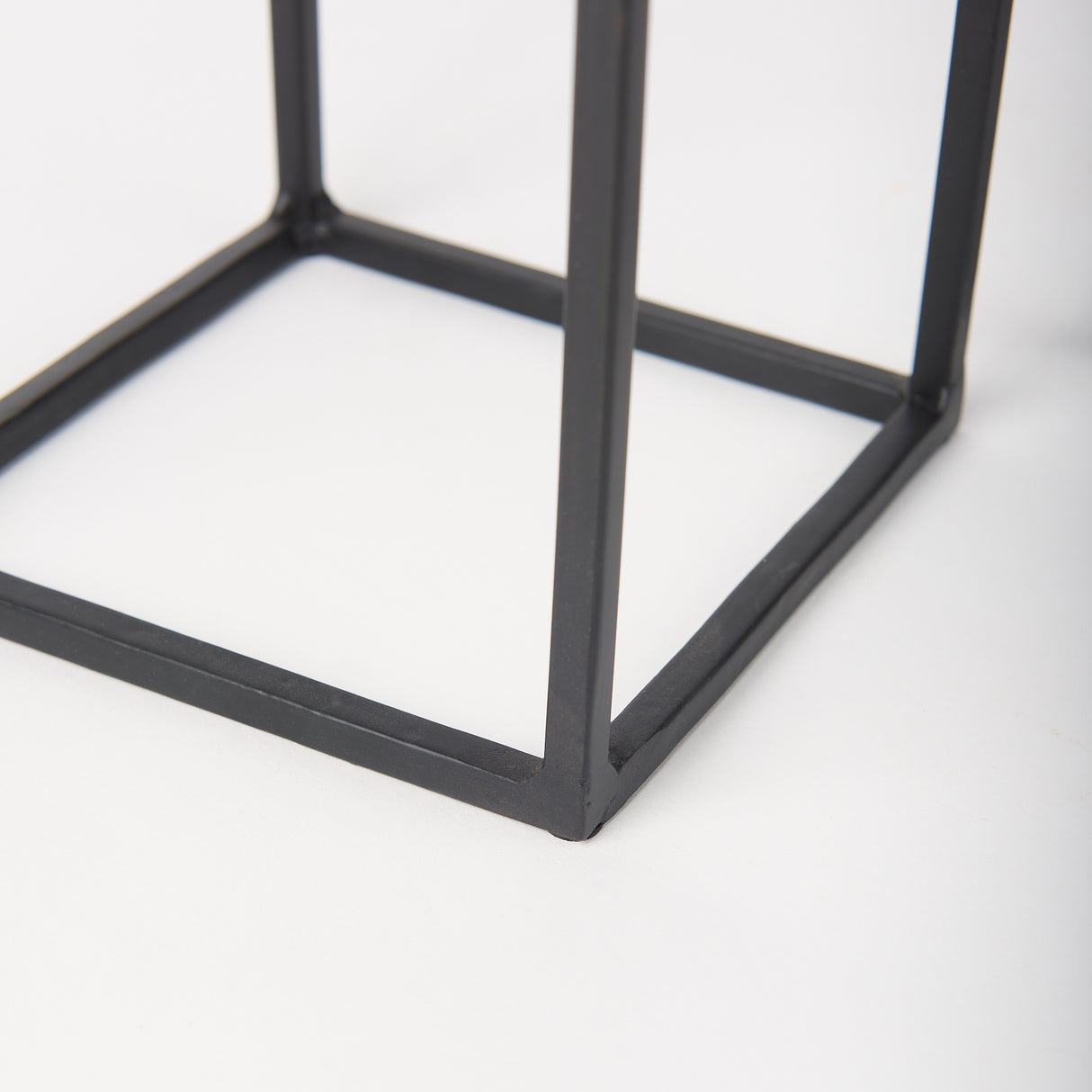 Cindy Set of 2 Matte Black Metal and Hurricane Glass Pillar Tabletop Candle Holders from Mercana - Luna Furniture