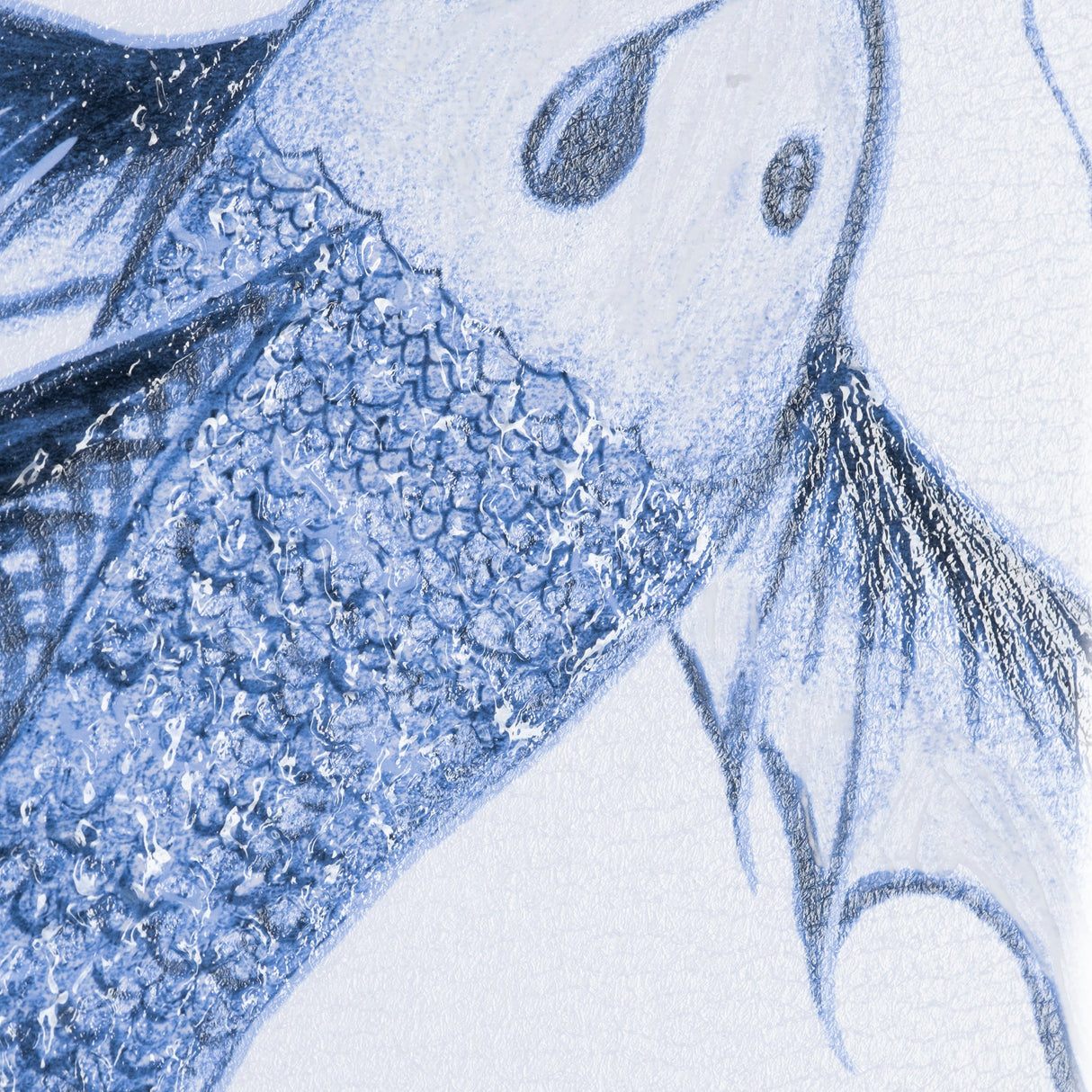 Koi Fish Blue I by Mercana Studio a Hand Embellished Textured Framed Art Print Matted under Glass from Mercana - Luna Furniture