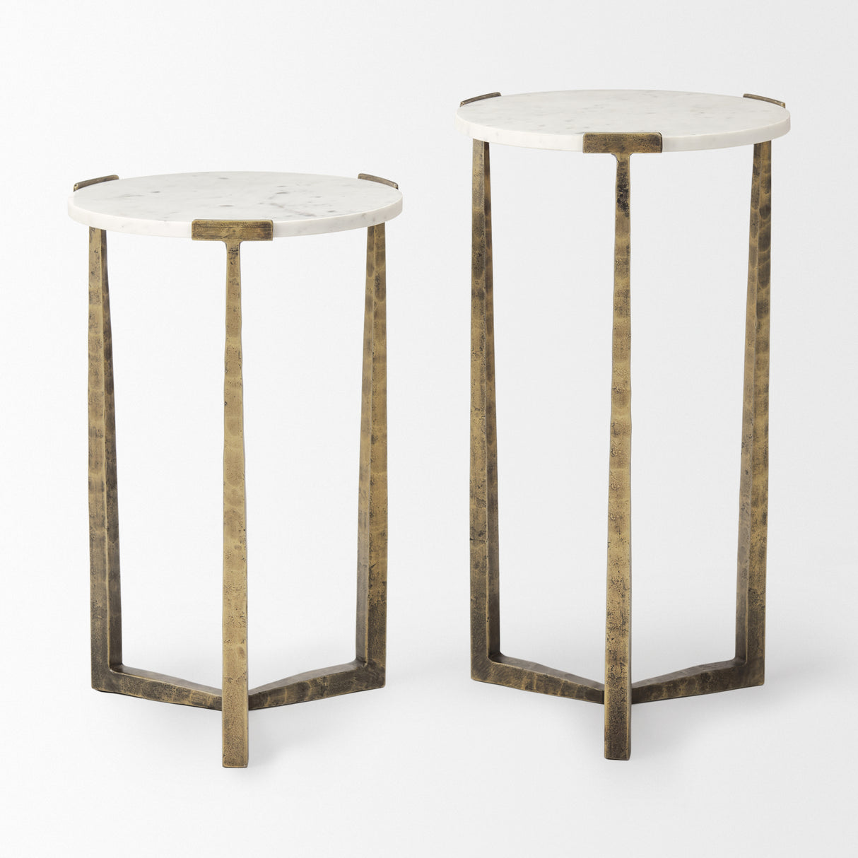 Atticus Marble and Antiqued Gold Metal Nesting Accent Tables (Set of 2) from Mercana - Luna Furniture