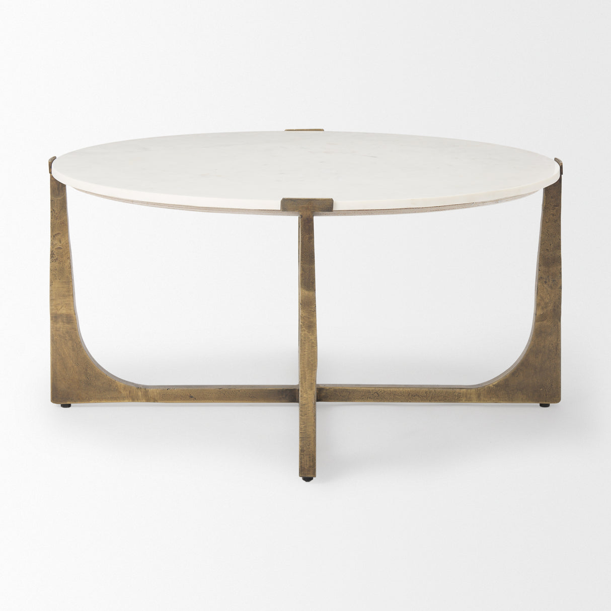 Atticus Marble and Antiqued Gold Metal Coffee Table from Mercana - Luna Furniture