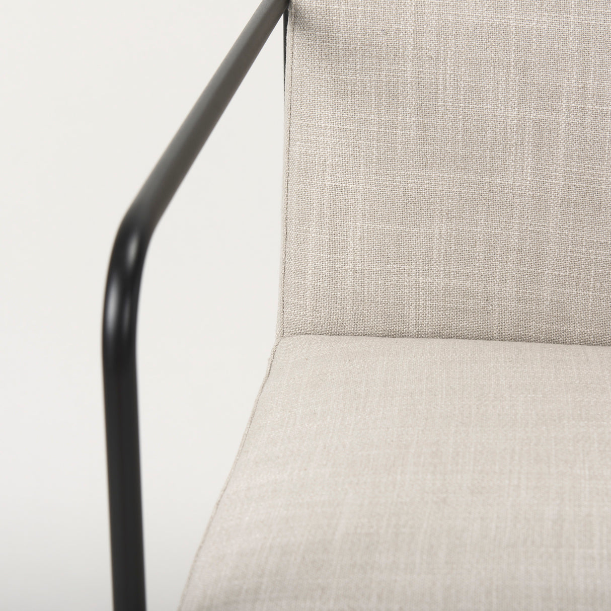 Stamford Beige Upholstered Seat w/ Wood Back, Black Metal Frame Dining Chair w/ Arms from Mercana - Luna Furniture