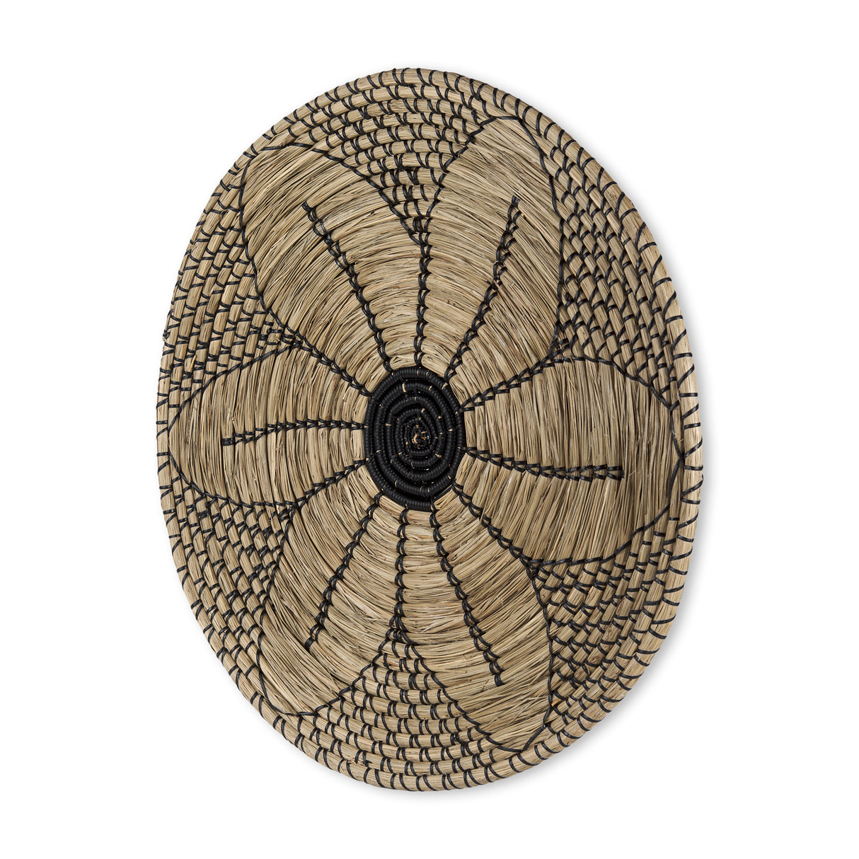 Mekhi 24.0L x 24.0W x 3.5 Light Brown Seagrass W/Black String Round Wall Hanging Plate from Mercana - Luna Furniture