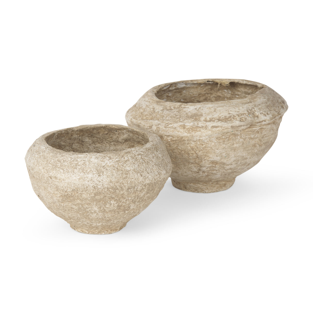 Sonu Set of 2 Beige Paper Mache Half-Pot Bowls from Mercana - Luna Furniture