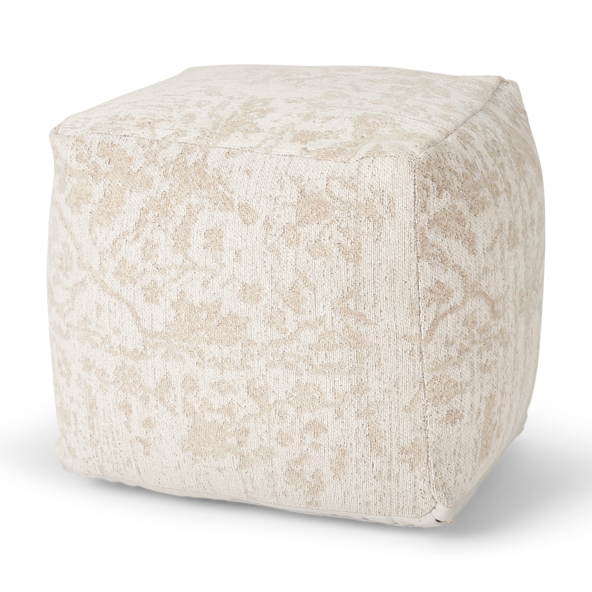 Khloe Small Cream Pouf from Mercana - Luna Furniture