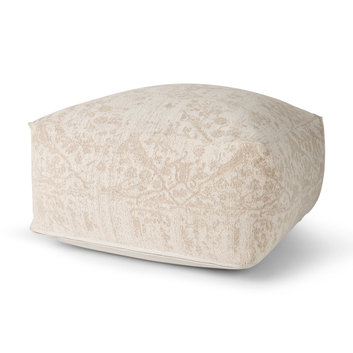 Khloe Large Cream Pouf from Mercana - Luna Furniture