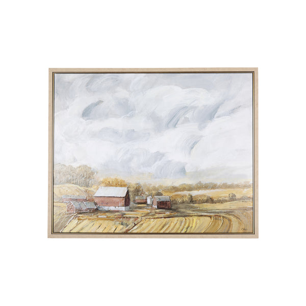 Farmland view I by Mercana Studio a Hand Embellished Textured Framed Canvas