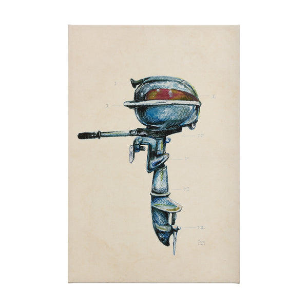 Vintage Motor I by Mercana Studio a Hand Embellished Textured Canvas