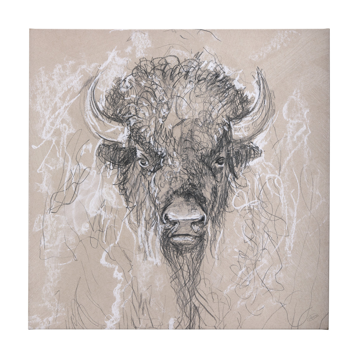 Sketch of animal IX (Bison) by Mercana Studio a Hand Embellished Textured Canvas from Mercana - Luna Furniture