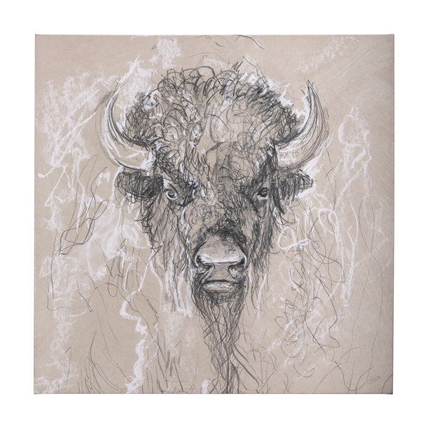 Sketch of animal IX (Bison) by Mercana Studio a Hand Embellished Textured Canvas