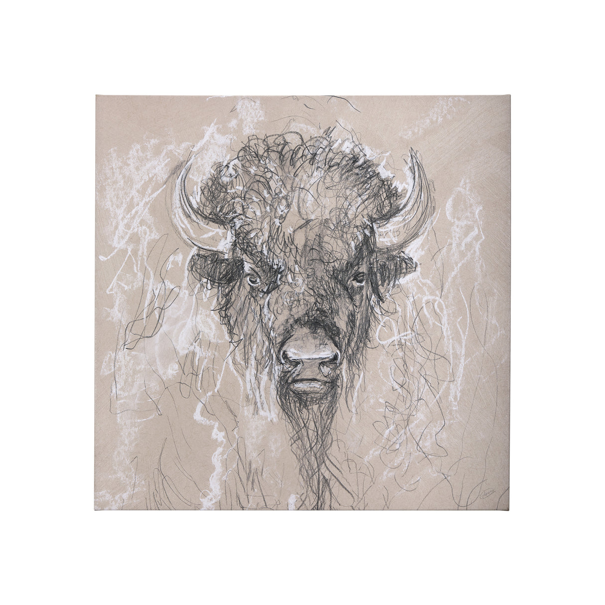 Sketch of animal IX (Bison) by Mercana Studio a Hand Embellished Textured Canvas from Mercana - Luna Furniture