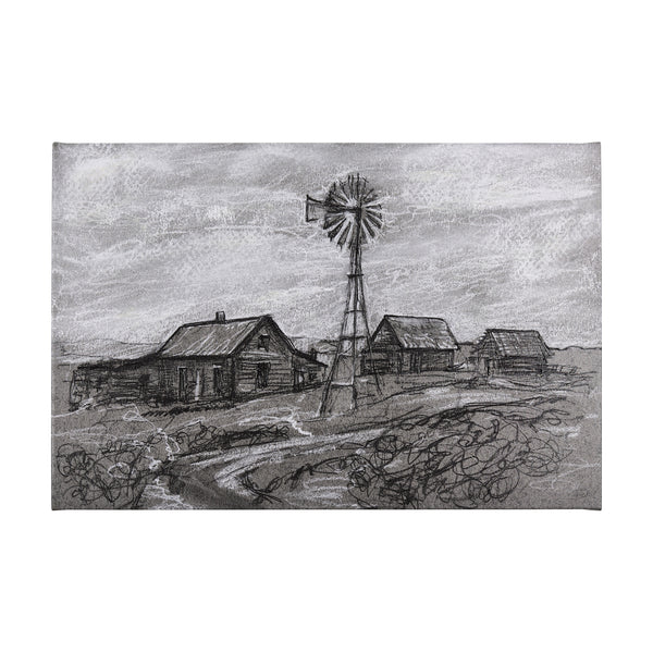 Farm view sketch I by Mercana Studio a Hand Embellished Textured Canvas