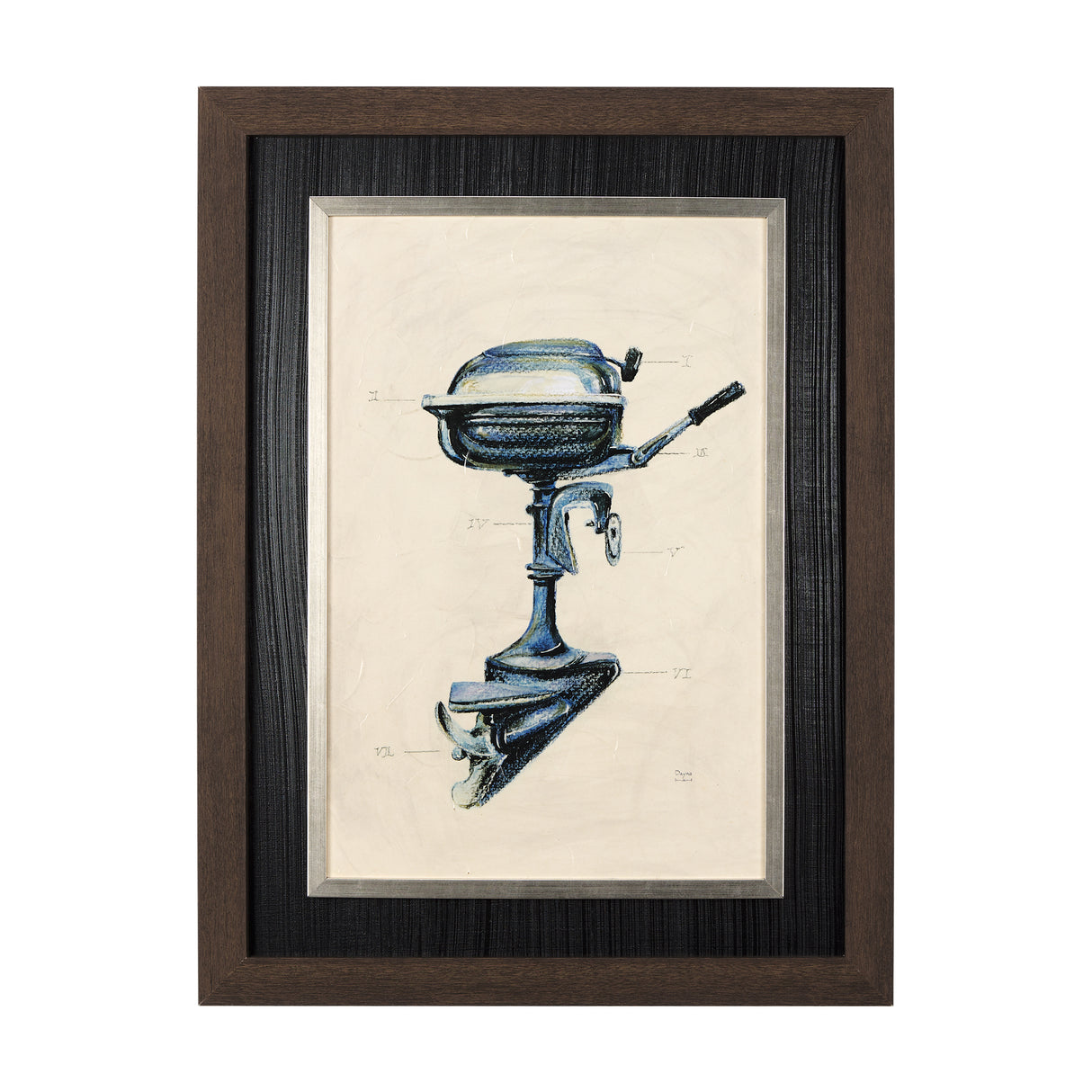 Vintage Motor II by Mercana Studio a Hand Embellished Textured Framed Art Print from Mercana - Luna Furniture