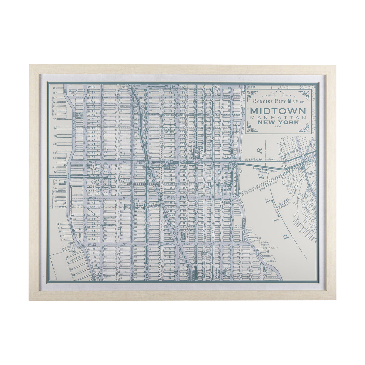 Manhattan Map I by Mercana Studio a Hand Embellished Textured Framed Art Print Matted under Glass from Mercana - Luna Furniture
