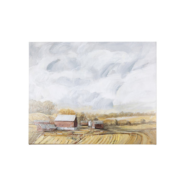 Farmland view I by Mercana Studio a Hand Embellished Textured Canvas